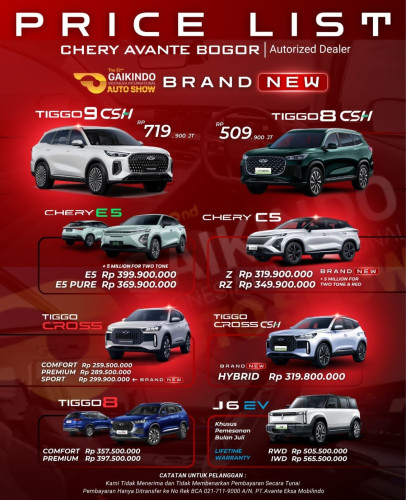 Pricelist Harga Chery kayuringinjaya 2025